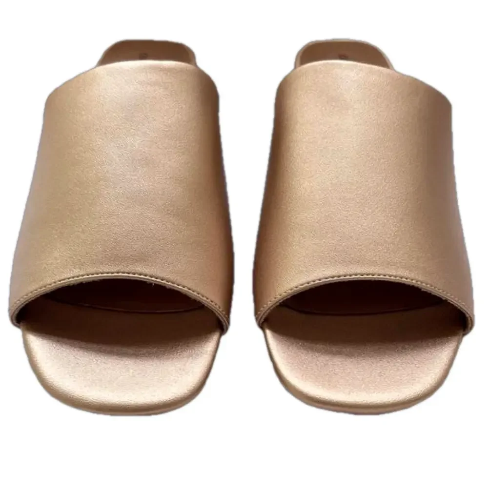 Comfort View Sola Gold Size 9 Mules Slip On Metallic Slides Flats EUC